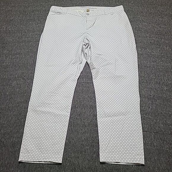 Khaki By Gap Womens Chino Pants 16 Slim City Geometric Blue & White Flat Front - Picture 1 of 12